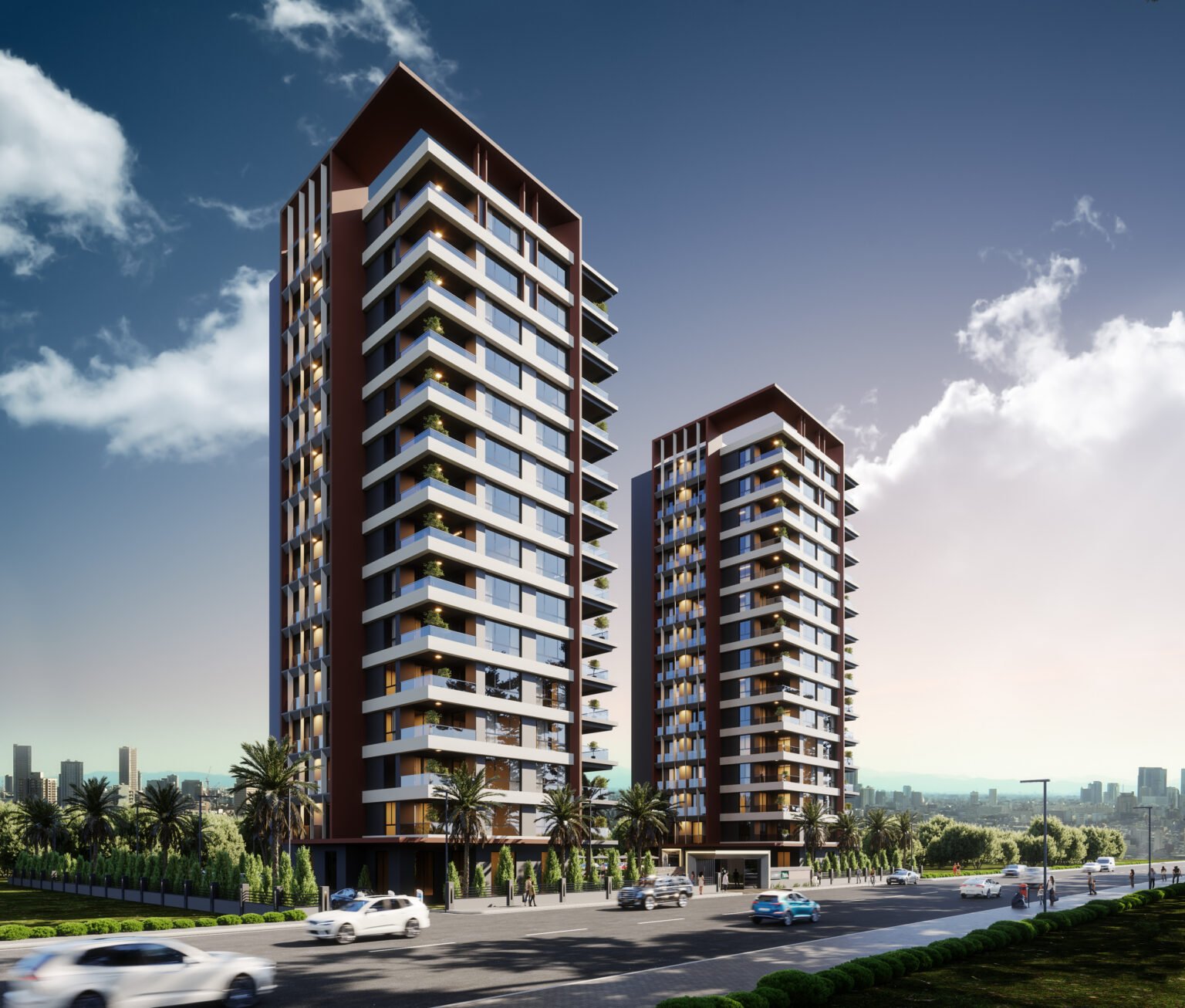 Yükselir Pera blokları, cadde tarafından görünüm